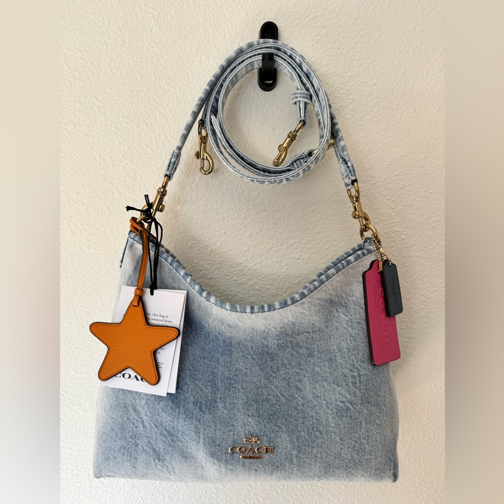 Laurel Shoulder Bag In Loved Denim With Charms